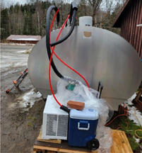 Milk tank with small DIY chiller unit attached